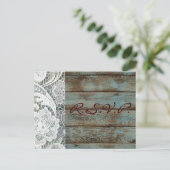 rustikale weiße Spitzen aquamarines Scheunenholz H Einladungspostkarte (Stehend Vorderseite)