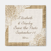 Rustikale weiße Spitzen auf Hochzeit mit Bruch spe Magnet (Vorne)