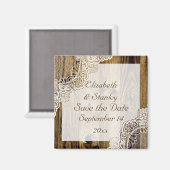 Rustikale weiße Spitzen auf Holzhochzeit Retten Si Magnet (Vorderseite/Rückseite)