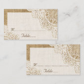 Rustikale weiße Spitzen auf Platzkarte (Vorne/Hinten)