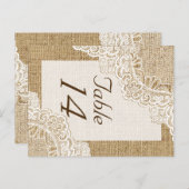 Rustikale weiße Spitzen auf Tischnummer (Vorne/Hinten)