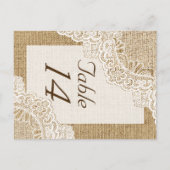 Rustikale weiße Spitzen auf Tischnummer (Vorderseite)