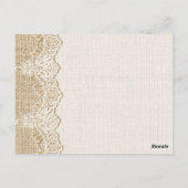 Rustikale weiße Spitzen auf Tischnummer (Rückseite)