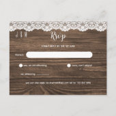 Rustikale weiße Spitzen-Hochzeit RSVP für passende Postkarte (Vorderseite)