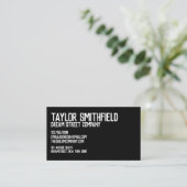 Rustikale, weiße und schwarze Berufliche Visitenka Visitenkarte (Stehend Vorderseite)