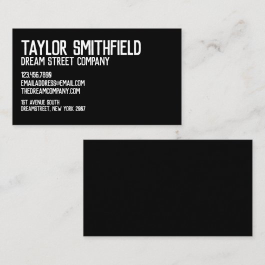 Rustikale, weiße und schwarze Berufliche Visitenka Visitenkarte (Vorne/Hinten)