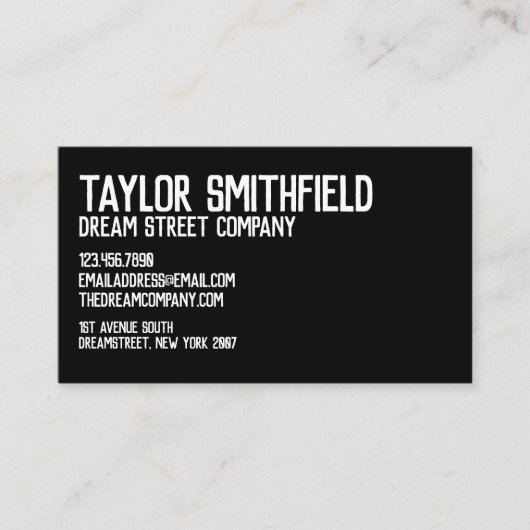 Rustikale, weiße und schwarze Berufliche Visitenka Visitenkarte (Vorderseite)