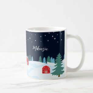 Rustikale weiße Weihnachten personalisiert Kaffeetasse