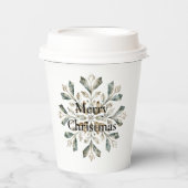 Rustikale weiße Weihnachtsschneeflocke Pappbecher (Vorderseite)