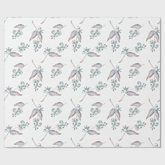 Rustikale Weißfarben Winterbrände Geschenkpapier (Flach)