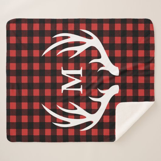 Rustikale Weißhirschgewächse & Buffalo Karo Karier Sherpadecke (Vorderseite (Horizontal))