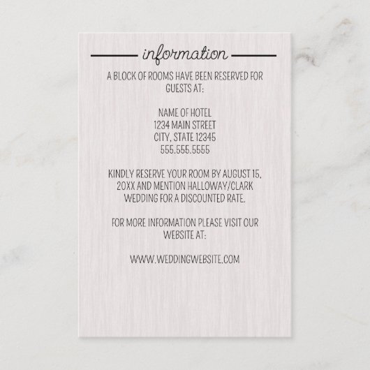 Rustikale Weißholzhochzeit Begleitkarte (Vorderseite)