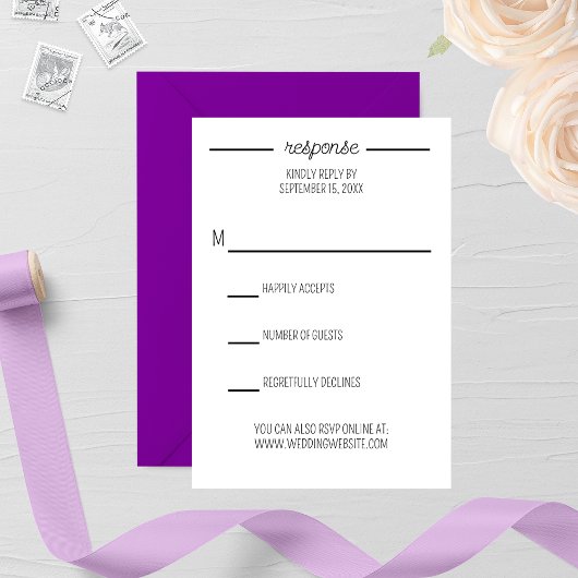 Rustikale Weißholzhochzeit RSVP Karte