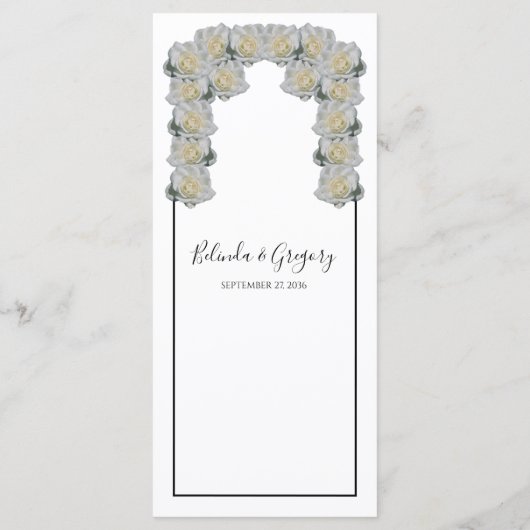 Rustikale Weißrosen-Hochzeit Menükarte (Rückseite)