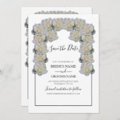 Rustikale Weißrosen-Hochzeit retten das Datum Save The Date (Vorne/Hinten)