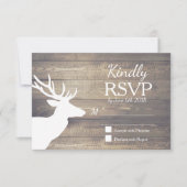 Rustikale Weißwild-Hirschholzplanks | HochzeitsrSV RSVP Karte (Vorderseite)