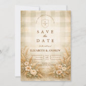 Rustikale Weizen- und Wildblumengartenhochzeit Save The Date (Vorderseite)