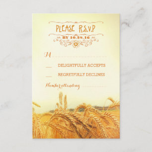 Rustikale Weizenfeld Hochzeit RSVP Karten