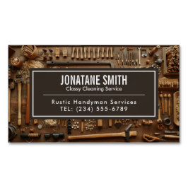 Rustikale Werkzeuge Carpenter Handyman Woodworker Magnetische Visitenkarte
