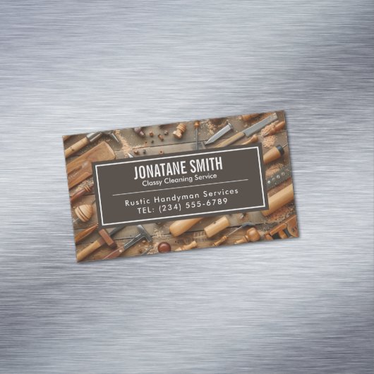 Rustikale Werkzeuge Carpenter Handyman Woodworker Magnetische Visitenkarte (Beispiel)