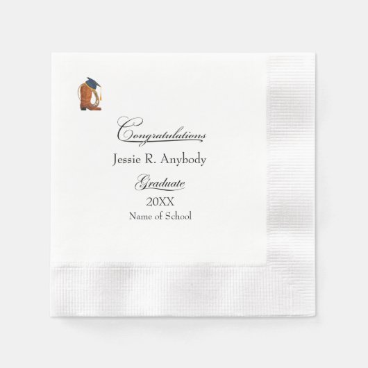 Rustikale Western-Abschlussfeier-Papier-Serviette Serviette (Vorderseite)