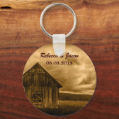 rustikale Western Bauernhof alte Scheune Hochzeit Schlüsselanhänger (Vorderseite)