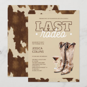 Rustikale Western-Braune Letzte Rodeo-Junggesellin Einladung