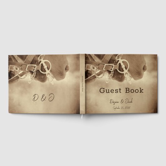 Rustikale Western Brown Horse Wedding Gästebuch (Voll)