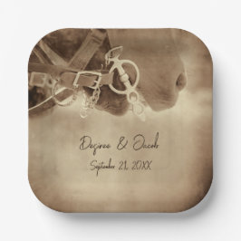 Rustikale Western Brown Horse Wedding Pappteller