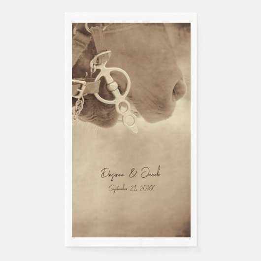 Rustikale Western Brown Horse Wedding Serviette (Vorderseite)