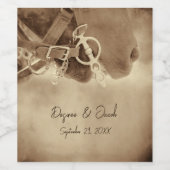 Rustikale Western Brown Horse Wedding Weinetikett (Einzelnes Label)