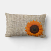 Rustikale Western Country Burlap Sonnenblume Hochz Lendenkissen (Rückseite)