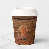 Rustikale Western Cowboy-Bootsbrille Graduierungsp Pappbecher (Rückseite)