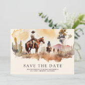 Rustikale Western-Cowboy-Foto-Collage-Hochzeit Save The Date (Stehend Vorderseite)