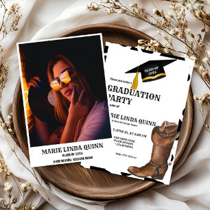 Rustikale Western Cowboy Graduierungsparty Einladung