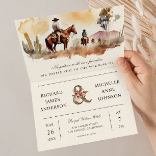 Rustikale Western-Cowboy-Hochzeit in einem QR-Code Einladung