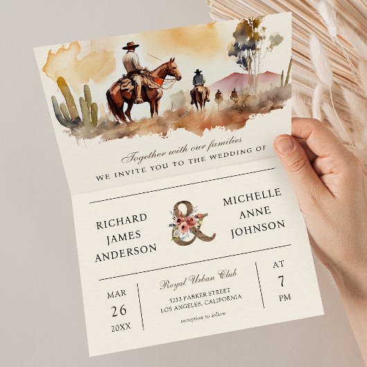 Rustikale Western-Cowboy-Hochzeit in einem QR-Code Einladung