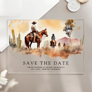 Rustikale Western-Cowboy-Hochzeit - Save the Date Acryleinladungen
