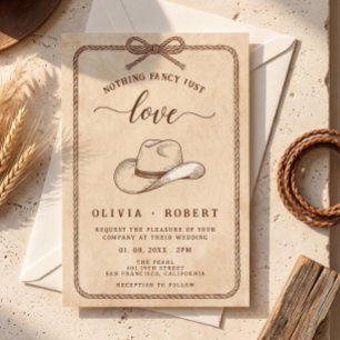 Rustikale Western-Cowboy-Hut-Lasso-Hochzeit Einladung