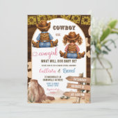 Rustikale Western-Cowboy- oder Cowgirl-Geschlechte Einladung (Stehend Vorderseite)