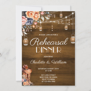 Rustikale Western-Cowboy-Probe-Dinnerparty Einladung