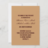 Rustikale Western-Cowboy-Sattelhochzeit Einladung (Rückseite)