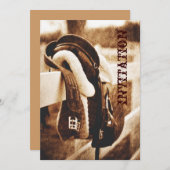 Rustikale Western-Cowboy-Sattelhochzeit Einladung (Vorne/Hinten)