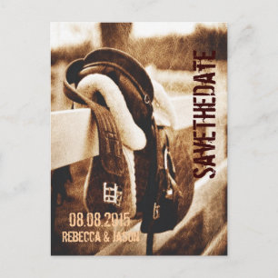 Rustikale Western Cowboypferd-Hochzeit speichern S Ankündigungspostkarte
