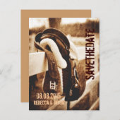 Rustikale Western Cowboypferd-Hochzeit speichern S Ankündigungspostkarte (Vorne/Hinten)