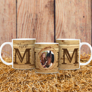 Rustikale Western-Cowgirl-Pferdemutter-Foto Kaffeetasse
