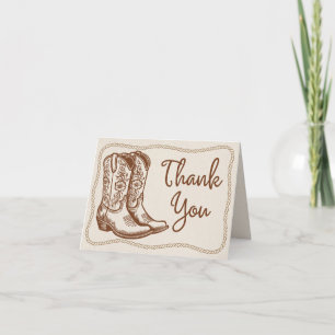 Rustikale Western Cowgirl Stiefel Handgezeichnete Dankeskarte