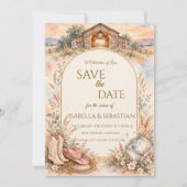 Rustikale Western-Disco-Hochzeit Save The Date (Vorderseite)