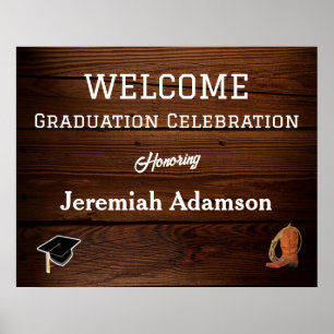 Rustikale Western Graduation Party Willkommen Poster