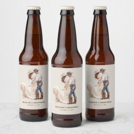 Rustikale Western-Hochzeit Bierflaschenetikett